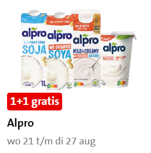 Alle Alpro producten 1+1 gratis bij de Jumbo