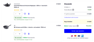 1+1 gratis op pannen van bv BK, Tefal, Brabantia, KitchenAid, GreenPan, GreenChef en meer bij Bol.com