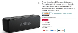 Anker SoundCore 2 bluetooth speaker voor €28,99 bij Amazon