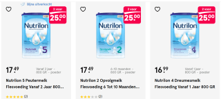 Alle Nutrilon 2 voor €25 bij de Etos
