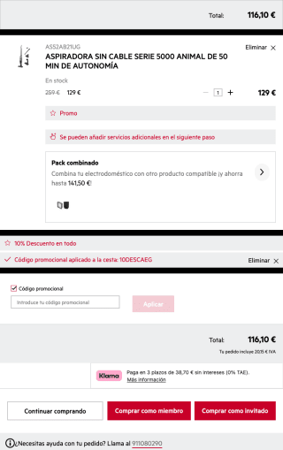 Aspiradora sin cable AEG Serie 5000 Animal 50 min de autonomía por solo 116,10€