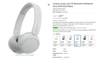 Sony WH-CH520 Auriculares Bluetooth por 32,75€