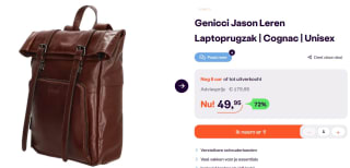 Genicci Jason rugzak 15 inch Cognac voor €49,95 @ iBOOD