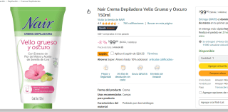 Nair Crema Depiladora Vello Grueso y Oscuro 150ml por $69.45