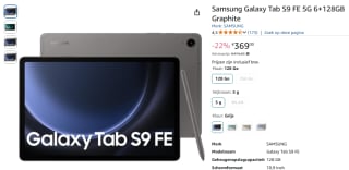 Samsung Galaxy Tab S9 FE 6GB/128GB voor €369 bij Amazon NL