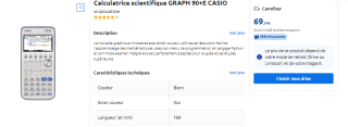 Calculatrice Scientifique Graphique : Casio Graph 90+E à 69,99€