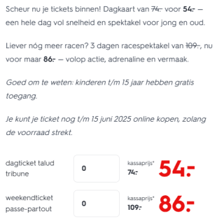Tickets voor de TT Assen voor €54 via de Hema