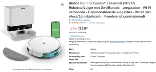 iRobot Roomba Combo® 2 Essential + AutoWash Dock voor €229 bij Amazon
