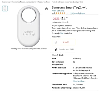 Samsung smarttag 2 wit voor 24,77 euro
