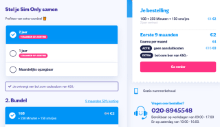 2 jaar Lebara Sim Only + gratis Bol. bon t.w.v. €60 voor €78 in totaal