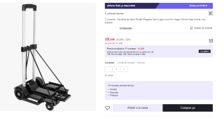 Carretilla de Mano Portátil Plegable por 18.59€ (Cuenta Nueva 9.3€)