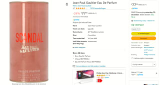 Scandal Eau de Parfum Spray van Jean Paul Gaultier 80 ml voor €77,20 bij Amazon