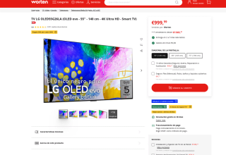 TV LG OLED55G26LA OLED evo 55'' 4K Ultra HD Smart TV por 999€