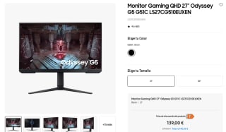 Monitor Gaming Samsung Odyssey G5 S27CG510EU 27" por 132€ y 32 pulgadas por 170€