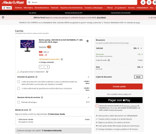 Monitor gaming ASUS ROG Strix OLED XG27AQDMG, 27" QHD 0.03ms GtG 240 Hz Negro por 539€