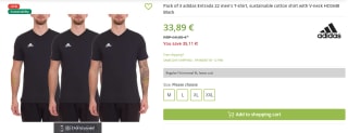 3-pack adidas Entrada 22 heren t-shirts voor €33,89 bij Oulet46