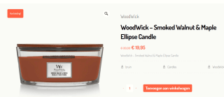 WoodWick Geurkaars Ellipse Smoked Walnut & Maple 454 gr voor €19,95 bij Kiesgeurig
