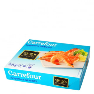 Langostino vannamei cocido 32/40 Carrefour 800 g por 6,49€