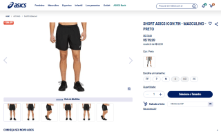 Short Masculino da Asics, modelo Icon 7in - 119,99
