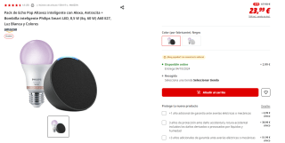 Altavoz Echo Pop + Bombilla inteligente Philips Smart LED por 23,99€