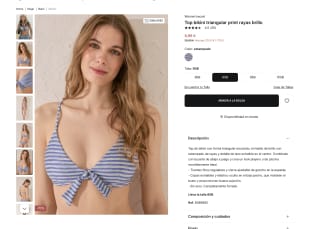 Top Women'secret bikini triangular print rayas brillo por solo 8,99€