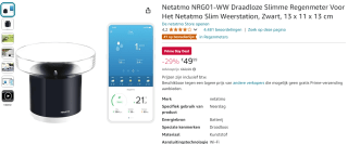 Netatmo NRG01-WW regenmeter voor €49,99 bij Amazon Prime