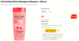 Elvive Shampoo nutri gloss 250ml voor €1,69 bij Bol.com
