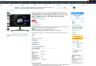 Monitor Samsung Curvo Gaming C24RG52FZR de 24'' Full HD 1920x1080 4ms 144 Hz FreeSync por 99€