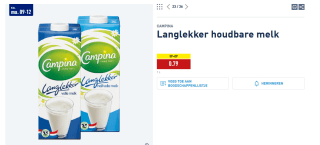 Campina Langlekker volle en halfvolle melk voor €0,79 bij de Aldi
