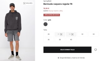 Bermuda vaquera regular fit para Hombre Springfield por 11.99€