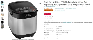 Tefal Pain & Délices PF240E broodbakmachine voor €99,99 bij Amazon