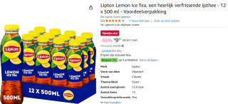 Lipton ice tea lemon koolzuurvrij pet (12x 50cl) voor €9,97 bij Amazon