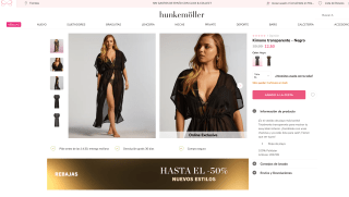 Kimono transparente Negro Mujer Hunkemoller por solo 12,50€