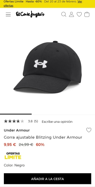 Gorra ajustable Blitzing Under Armour por 9,95€