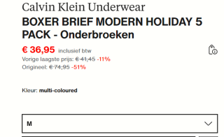 5-pack Calvin Klein Underwear in de maten S & M voor €36,95 bij Zalando