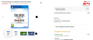 Videouego Final Fantasy I-VI Anniversary Edition PS4 por 39,99€