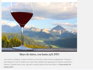 25% descuento en una gran selección de vinos tintos