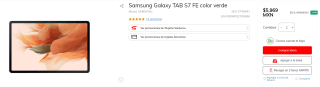 Samsung Galaxy TAB S7 FE 64GB por $5,969 en Sanborns