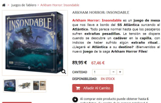 Juego de mesa Arkham Horror: Insondable en oferta por 67,46€