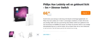 Philips Hue Solo Lightstrip 5 Meter LED Strip Wit en Gekleurd Licht - Incl. 1 Hue Dimmer Switch, voor €66 in de AH voordeelshop