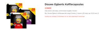 1+1 gratis op Douwe Egberts koffiecups bij de Plus