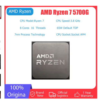 Procesador AMD Ryzen 7 5700G, 3,8 GHz, 8 núcleos, 16 hilos, 65W por 124,92€