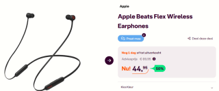 Apple Beats Flex Draadloze oortjes voor €44,95 bij Ibood