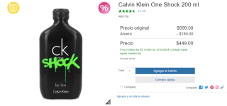 Perfume Calvin Klein One Shock 200ml por $449 | Descuento Costco