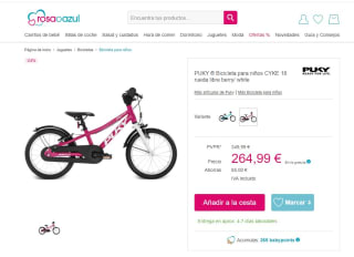 PUKY ® Bicicleta para niños CYKE 18 rueda libre berry/ white por 264,99€ (254,99€ nuevo usuario)