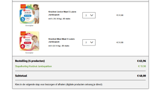 4 jumbopakken Kruidvat luiers voor €48