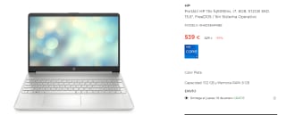 Portátil HP 15s-fq5090ns con i7-1255U de 8GB, 512GB SSD, 15,6" por 539€