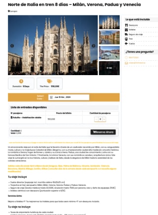 VIaje Norte de Italia en tren 8 días Vuelos + Tren + Hotel + Seguro desde 550€ con Liotravel