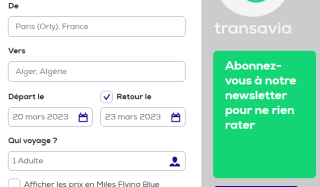 VOL A/R PARIS (ORLY) <-> ALGER du 20 au 29 mars 2023 à 79€
