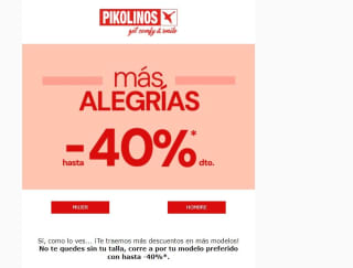 Hasta 40% descuento en Calzado desde Pikolinos